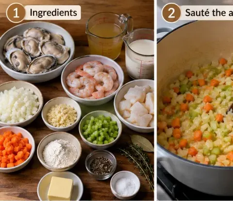 Creamy oyster stew in a white bowl, garnished with fresh parsley and served with oyster crackers