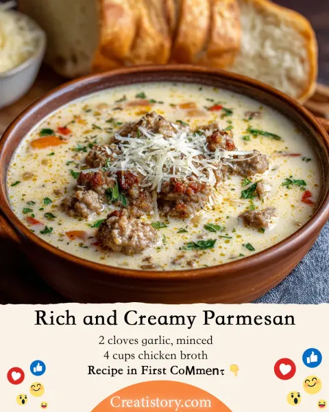 Rich and Creamy Parmesan Italian Sausage Soup for Cozy Nights 🥣🧀