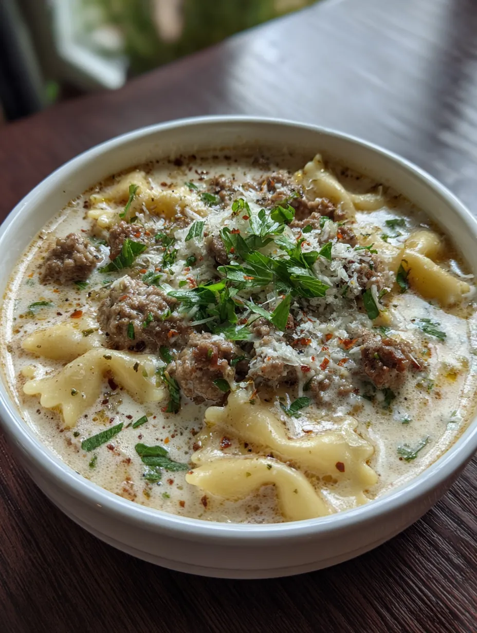 Creamy Alfredo Lasagna Soup 🍲🧄🧅