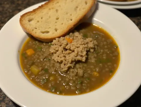 Lentil Soup with Crusty Bread is a perfect meal.