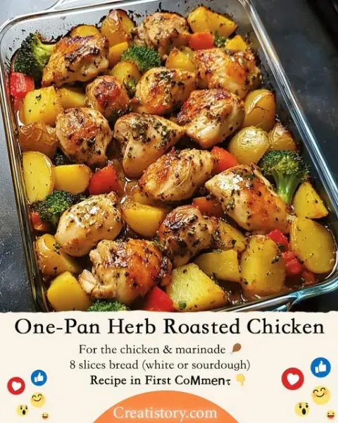 One-Pan Herb Roasted Chicken with Potatoes, Peppers & Broccoli 🍗🥔🌶️🥦