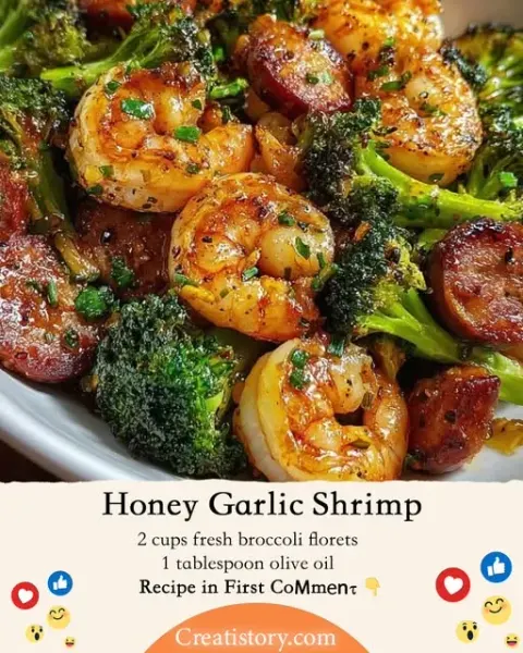 Honey Garlic Shrimp, Sausage and Broccoli Skillet 🍤🌭🥦