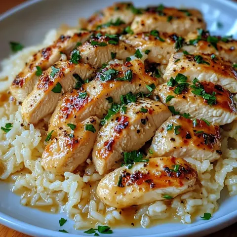 Chicken Scampi with Garlic Parmesan Rice