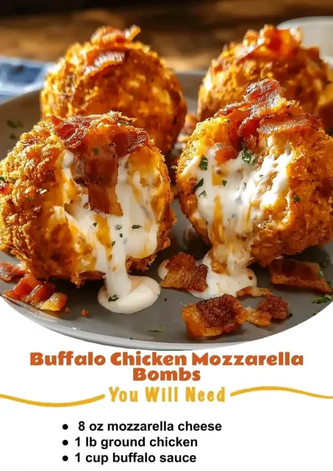 Buffalo Chicken Bacon Loaded Mozzarella Bombs 🧀🔥🍗🥓