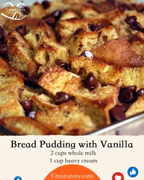 Bread Pudding with Vanilla Custard Sauce 🍞🍮✨