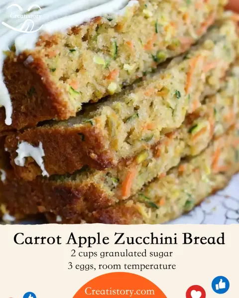 Carrot Apple Zucchini Bread 🍞🥕🍎🥒
