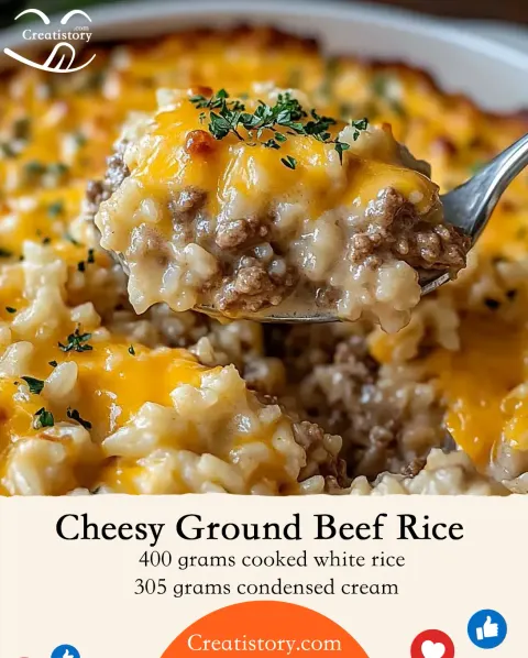 Cheesy Ground Beef Rice Casserole 🧀🍲
