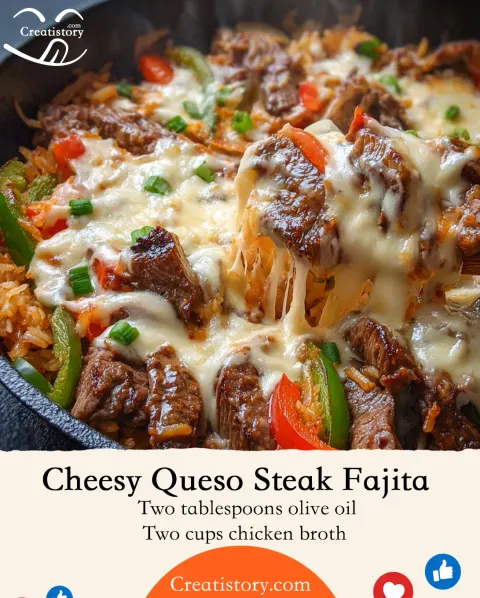 Cheesy Queso Steak Fajita Skillet 🥩🫑🧀