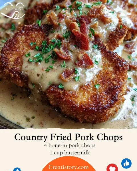 Country Fried Pork Chops with Bacon Gravy 🥓🍖✨