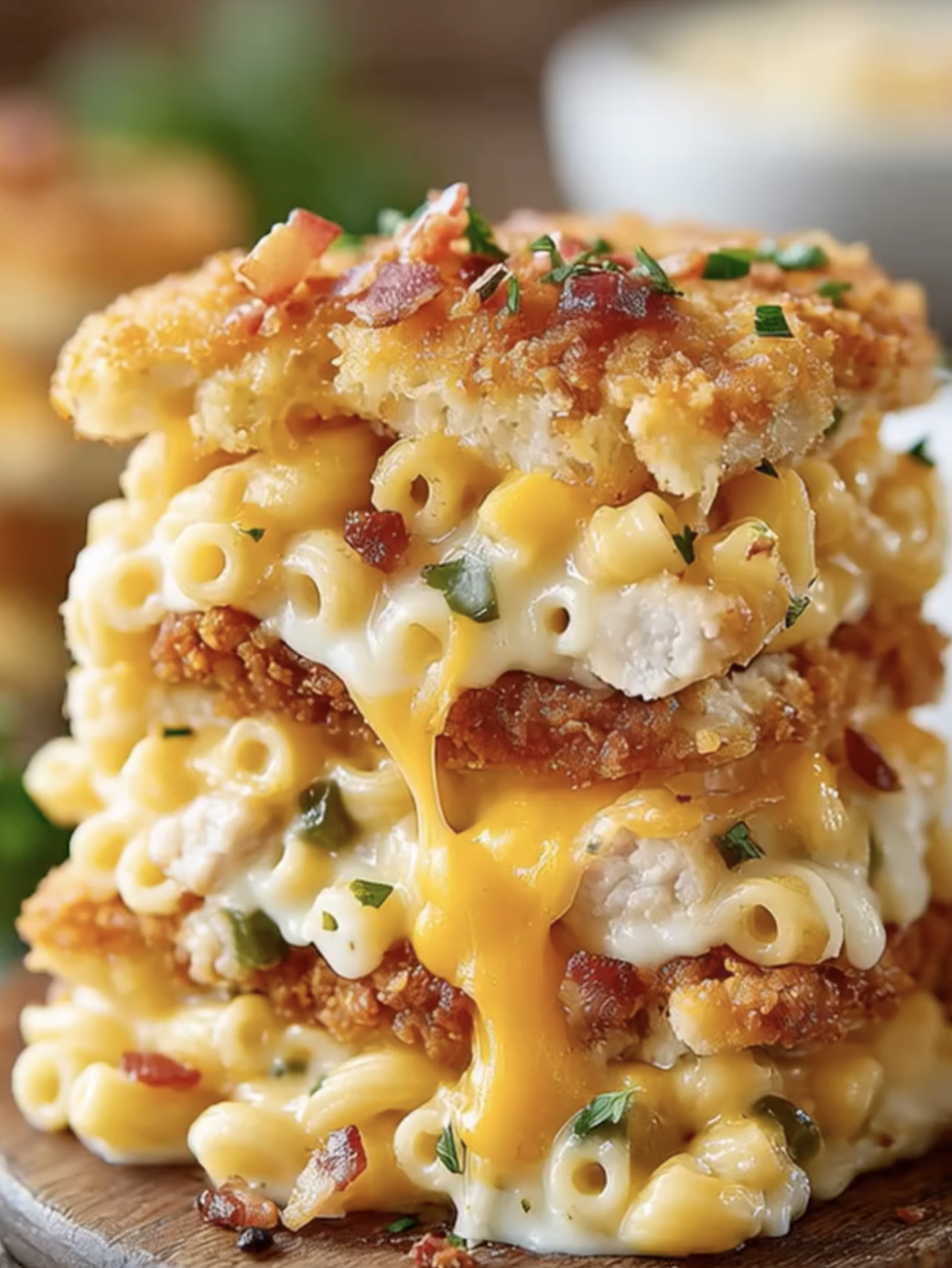 Loaded Mac and Cheese Tower (Crispy Chicken Stack) 🧀🍗🥓 - Creatistory ...