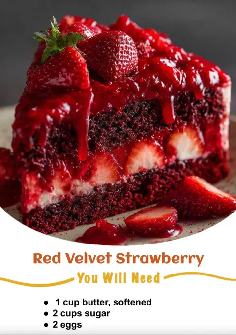 Red Velvet Strawberry Cake 🍓❤️