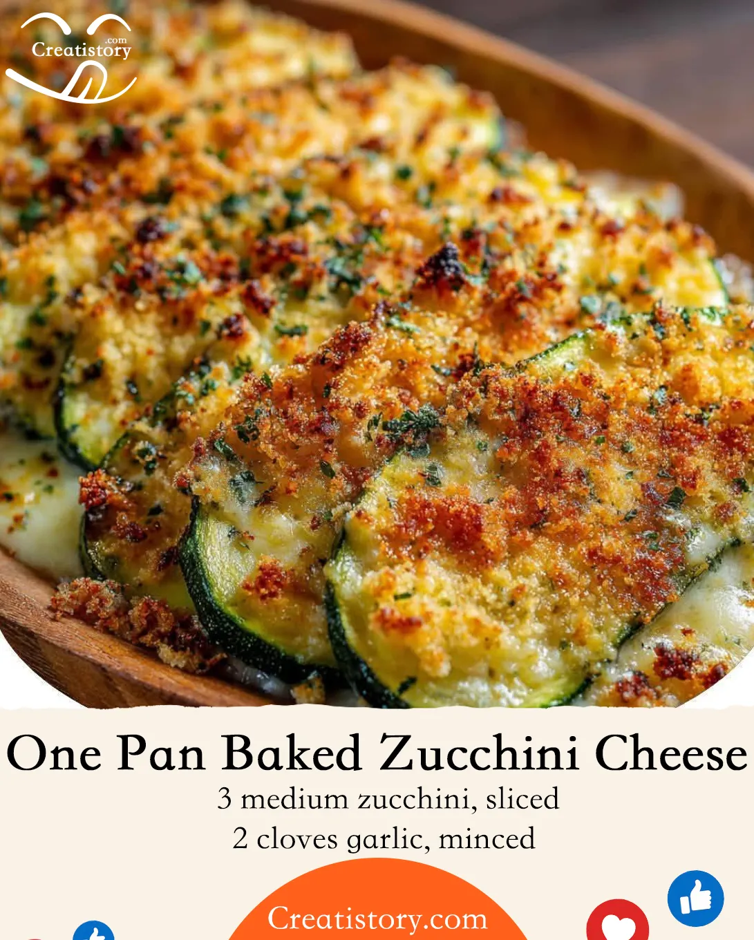 One Pan Baked Zucchini Cheese 😋🧄🧀