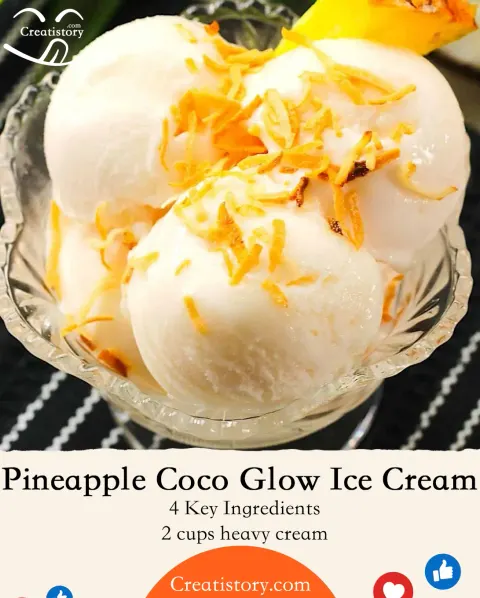 Pineapple Coconut Glow Ice Cream (Tropical Sunshine Swirl) 🍍🥥✨