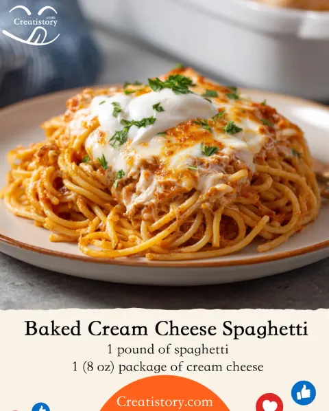 Baked Cream Cheese Spaghetti – The Creamiest Comfort Food Dinner Ever 😋🍝🧀