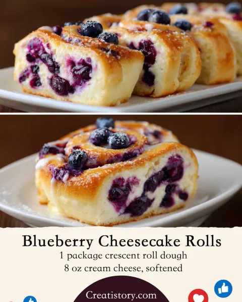 Blueberry Cheesecake Rolls: Sweet, Creamy & Irresistibly Easy 💙🍰