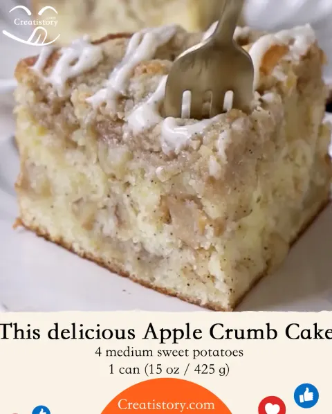 Apple Crumb Cake with Apple Cider Cinnamon Glaze 🍎✨