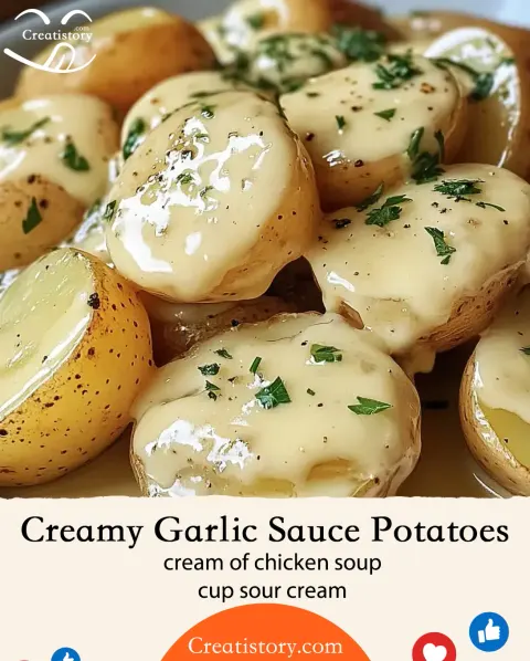 Creamy Garlic Sauce Baby Potatoes 🥔🧄✨