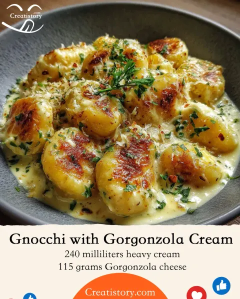 Gnocchi with Gorgonzola Cream 🍽️🥔🧀 – Italian Comfort in a Bowl