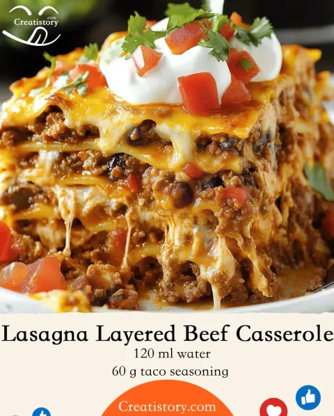 Mexican Lasagna Layered Beef Casserole 🌮🧀