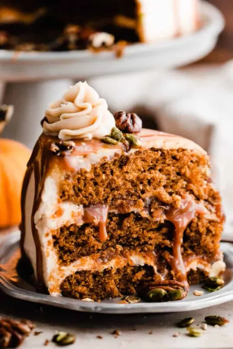 Pumpkin Caramel Cake 🍂🍰✨