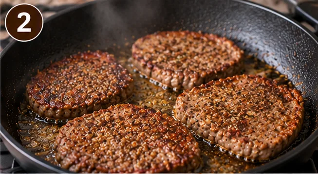 Cube steak searing in a skillet
