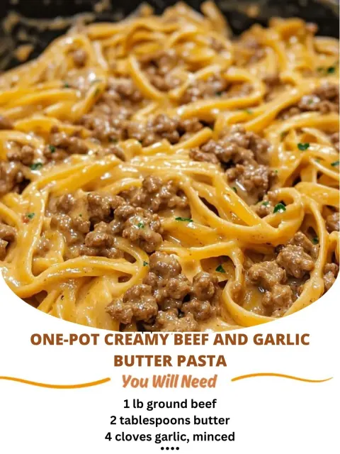 One-Pot Creamy Beef and Garlic Butter Pasta