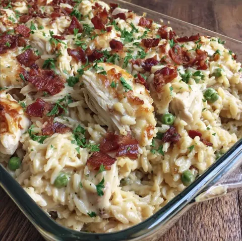 Creamy Chicken Alfredo Rice Casserole