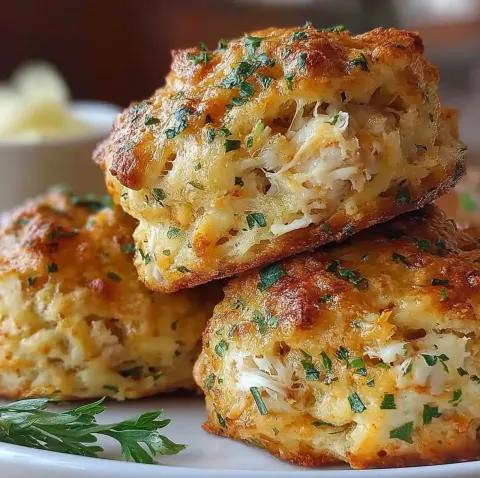 Crab Stuffed Cheddar Bay Biscuits with Lemon Butter