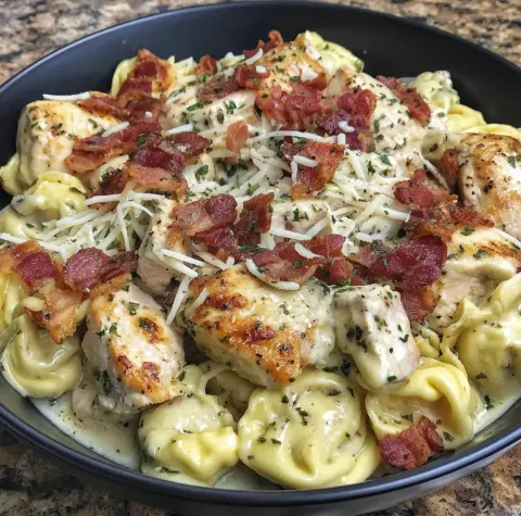 Chicken Alfredo Tortellini Bake