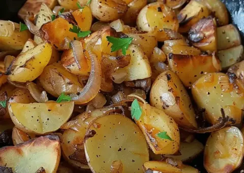 Crispy Fried Potatoes and Onions 🥔🧅✨