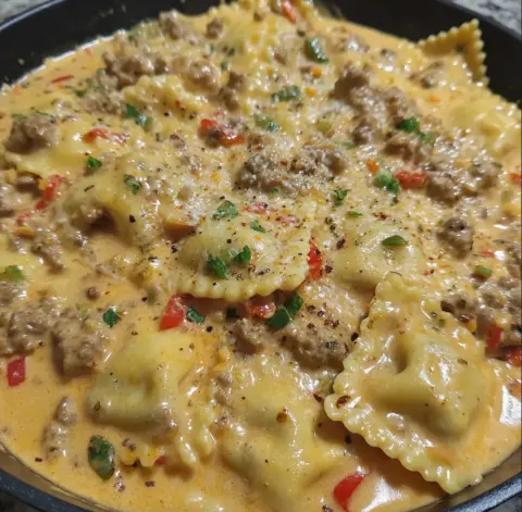 Creamy Cajun Sausage Ravioli