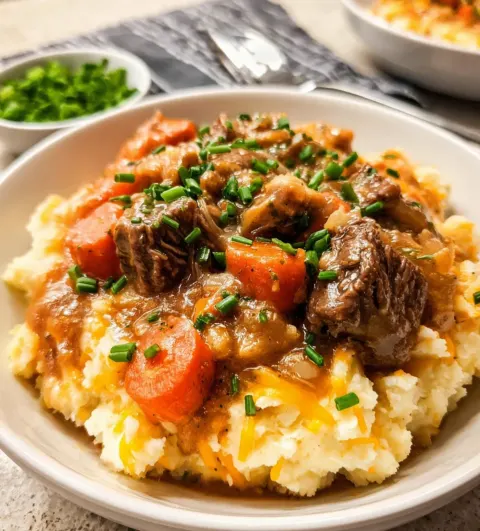 Fall Apple Cider Stew over Mashed Potatoes 🍎🥔✨