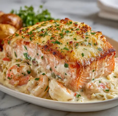Crab & Shrimp Stuffed Salmon