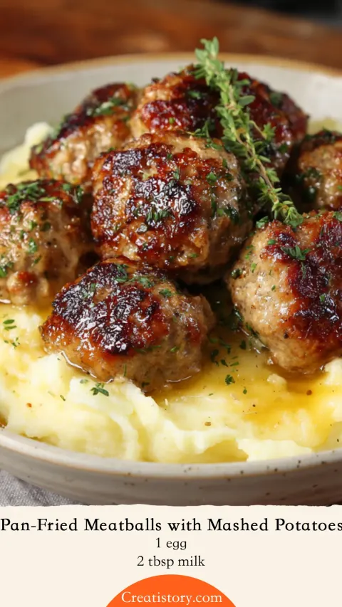 Pan-Fried Meatballs with Mashed Potatoes