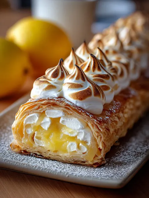 Lemon Meringue Puff Pastry Roll 🍋✨🥐