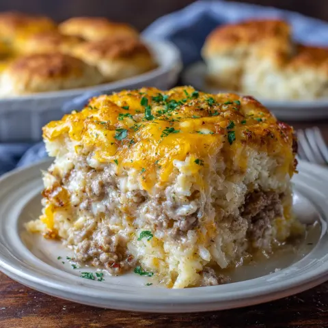 Biscuits & Gravy Hashbrown Casserole 🥔🍳