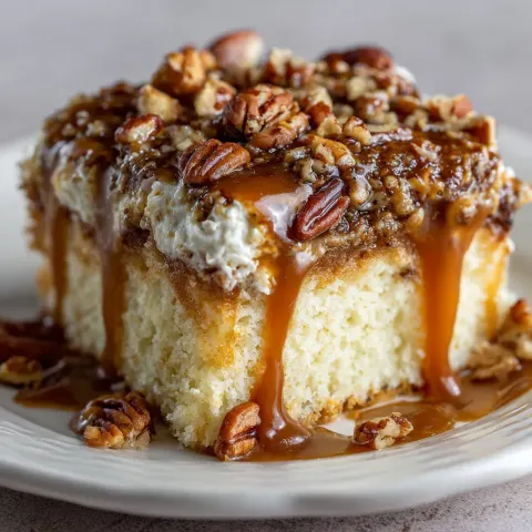 Butter Pecan Praline Poke Cake 🍰✨