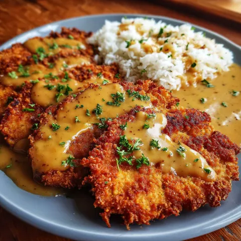Crispy Buttermilk Chicken Fried Steak with Country Gravy 🍗😋