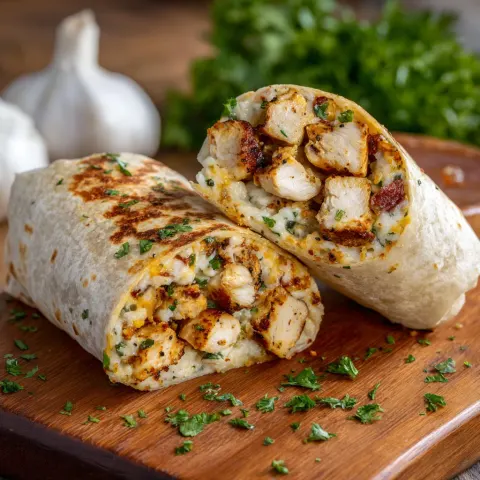 Parmesan Garlic Chicken Burritos 🌯🧄🧀