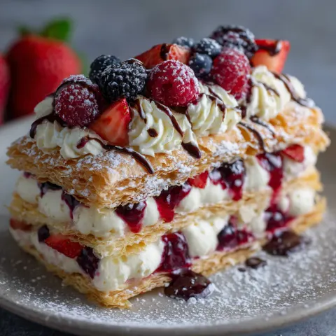 Puff Pastry Berry Cream Cake