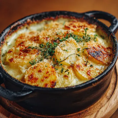 Bubbly, Crispy Potato Gratin with Parmesan & Gruyere