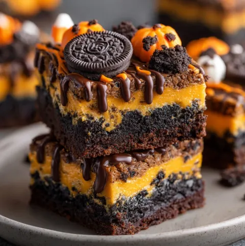 Oreo Layered Halloween Brownies