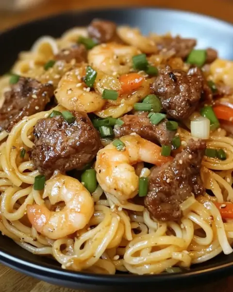 Surf and Turf Garlic Noodles