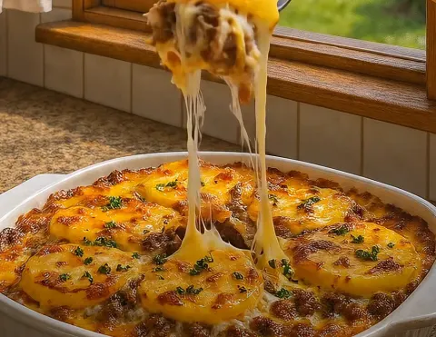 Cheesy Potato and Meat Casserole