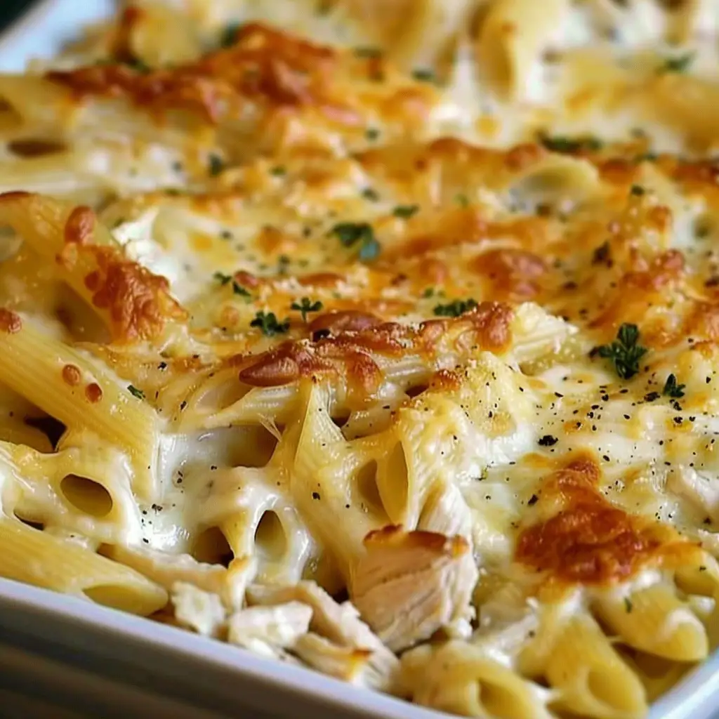 Oven-Baked Cheesy Chicken Alfredo Bake β Creamy, Dreamy Comfort Food ππ§β¨