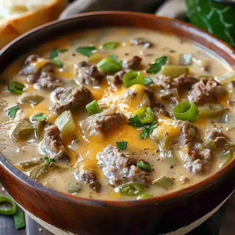 Philly Cheese Steak Soup – The Ultimate Comfort Bowl 🧀🥖💛