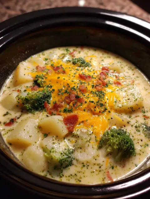Crock Pot Potato Broccoli Cheddar Soup