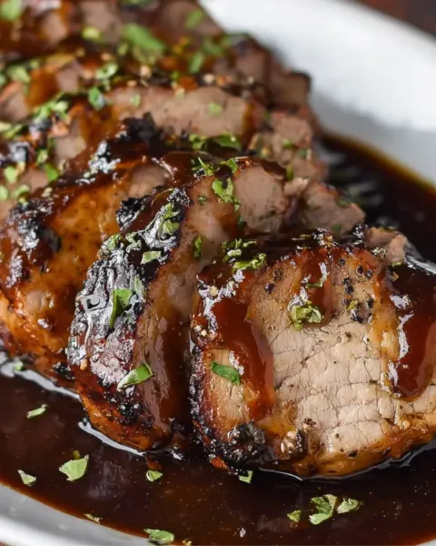 Crockpot Brown Sugar Balsamic Glazed Pork 🍖 – Tender, Sweet & Savory Perfection