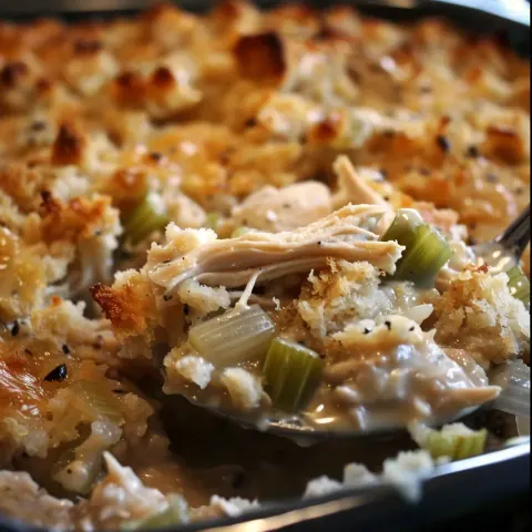 Rotisserie Chicken Stuffing Casserole