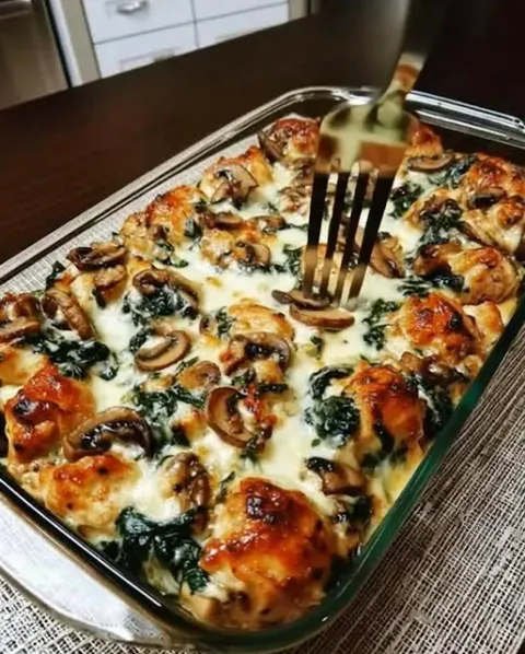Chicken Spinach and Mushroom Low Carb Oven Dish: A Creamy, Cheesy, Keto-Friendly Favorite